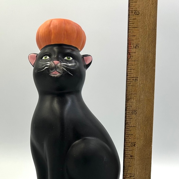 Halloween Black Cat Taper Candle Holder Pumpkin Hollow Oneida Ceramic - Picture 7 of 7